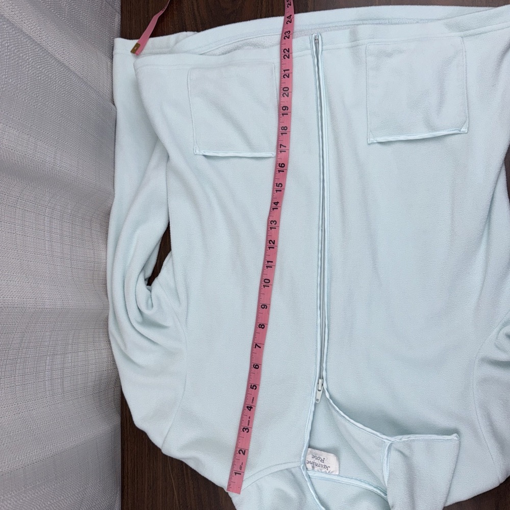 Jasmine Rose Pale Blue Fleece Bed Jacket Zip Front & Matching Lounge Pants Small - Picture 6 of 11